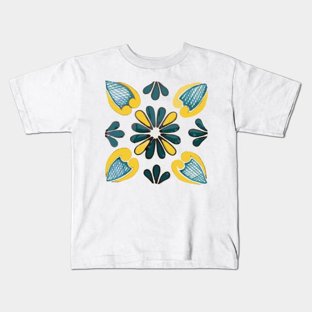 Talavera Green & Gold Kids T-Shirt by jgeiger714